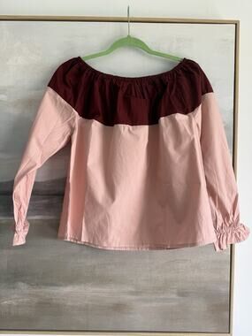 Hayden Los Angeles Women's Blouse Small Pink Maroon Off The Shoulder